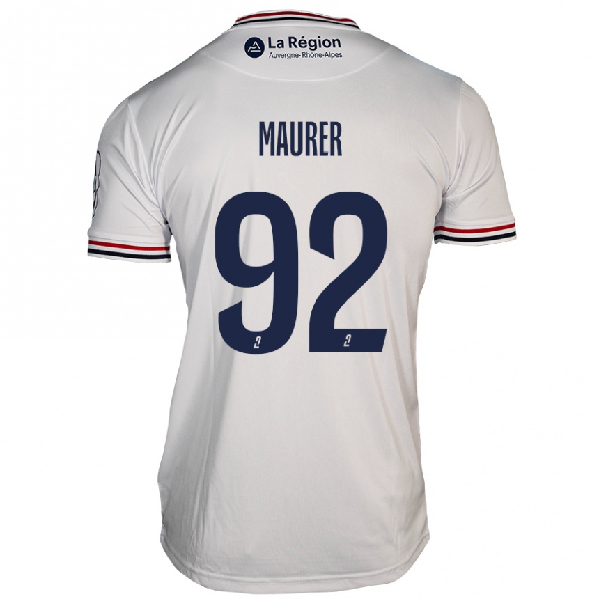 Gyermek Labdarúgás Aïman Maurer #92 Fehér Idegenbeli Jersey 2024/25 Mez Póló Ing