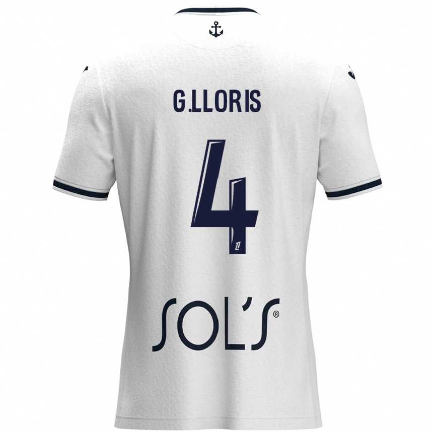 Gyermek Labdarúgás Gautier Lloris #4 Fehér Sötétkék Idegenbeli Jersey 2024/25 Mez Póló Ing