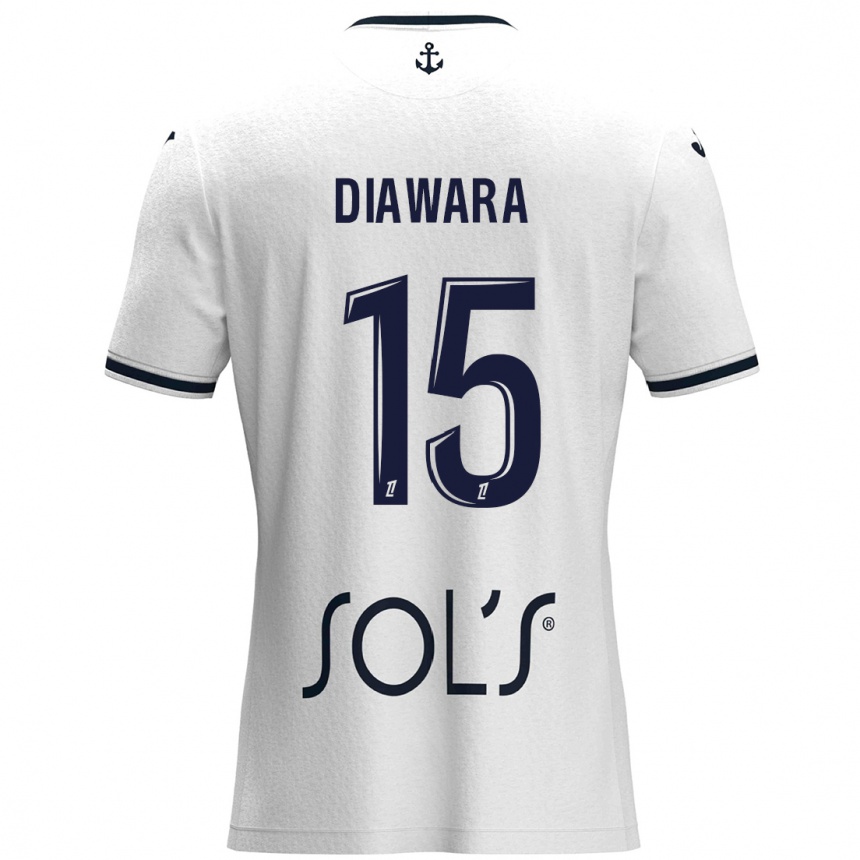 Gyermek Labdarúgás Kandet Diawara #15 Fehér Sötétkék Idegenbeli Jersey 2024/25 Mez Póló Ing