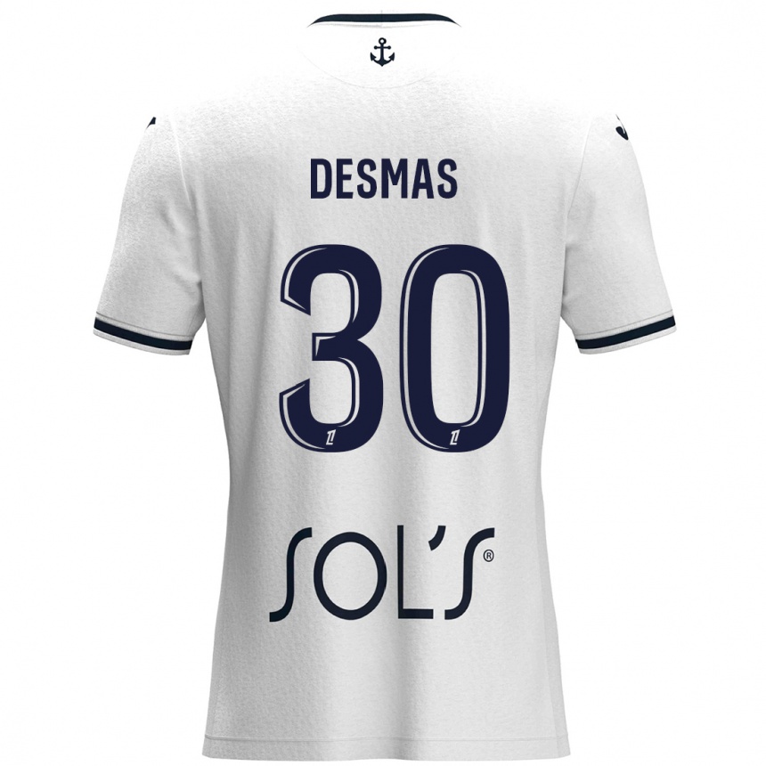 Gyermek Labdarúgás Arthur Desmas #30 Fehér Sötétkék Idegenbeli Jersey 2024/25 Mez Póló Ing