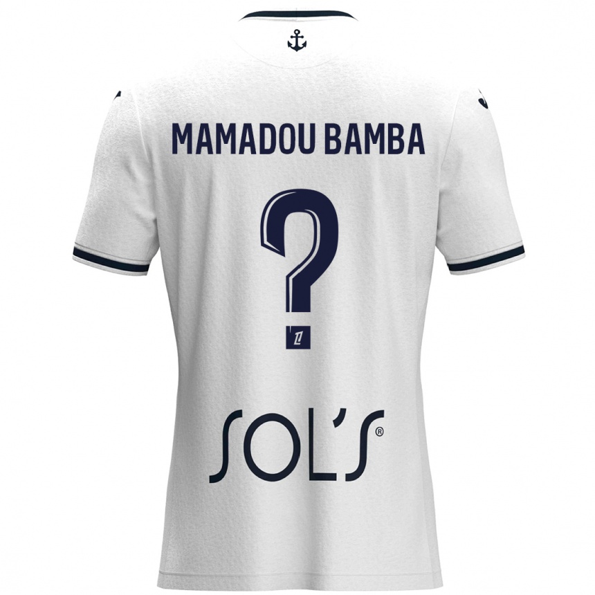 Gyermek Labdarúgás Ben Mamadou Bamba #0 Fehér Sötétkék Idegenbeli Jersey 2024/25 Mez Póló Ing