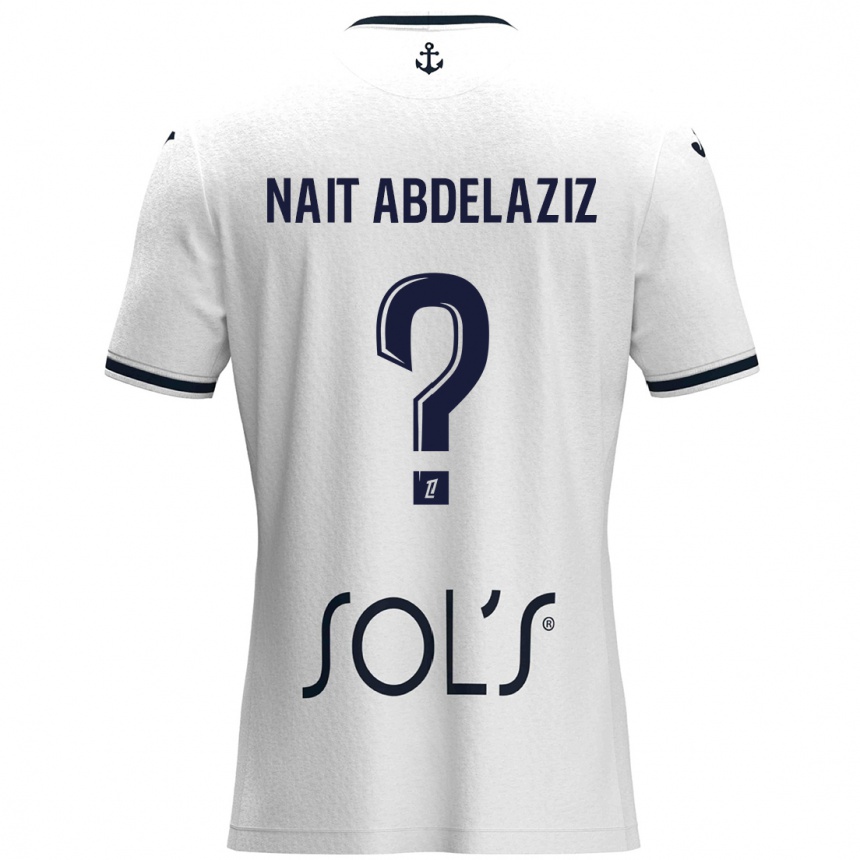 Gyermek Labdarúgás Elias Naït Abdelaziz #0 Fehér Sötétkék Idegenbeli Jersey 2024/25 Mez Póló Ing