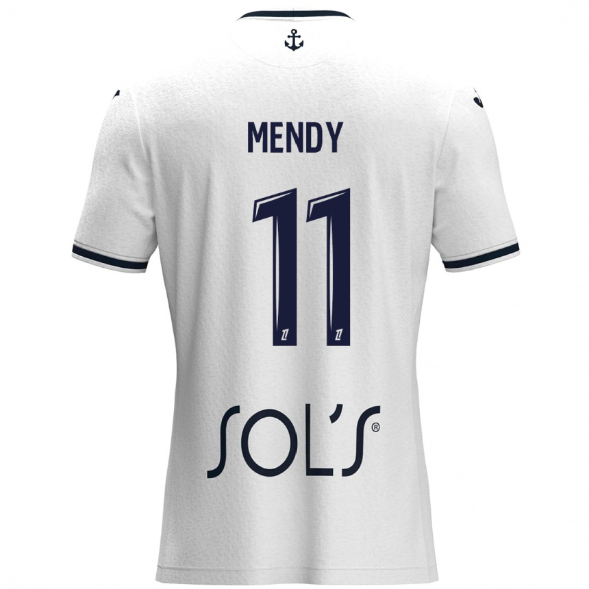 Gyermek Labdarúgás Mélinda Mendy #11 Fehér Sötétkék Idegenbeli Jersey 2024/25 Mez Póló Ing