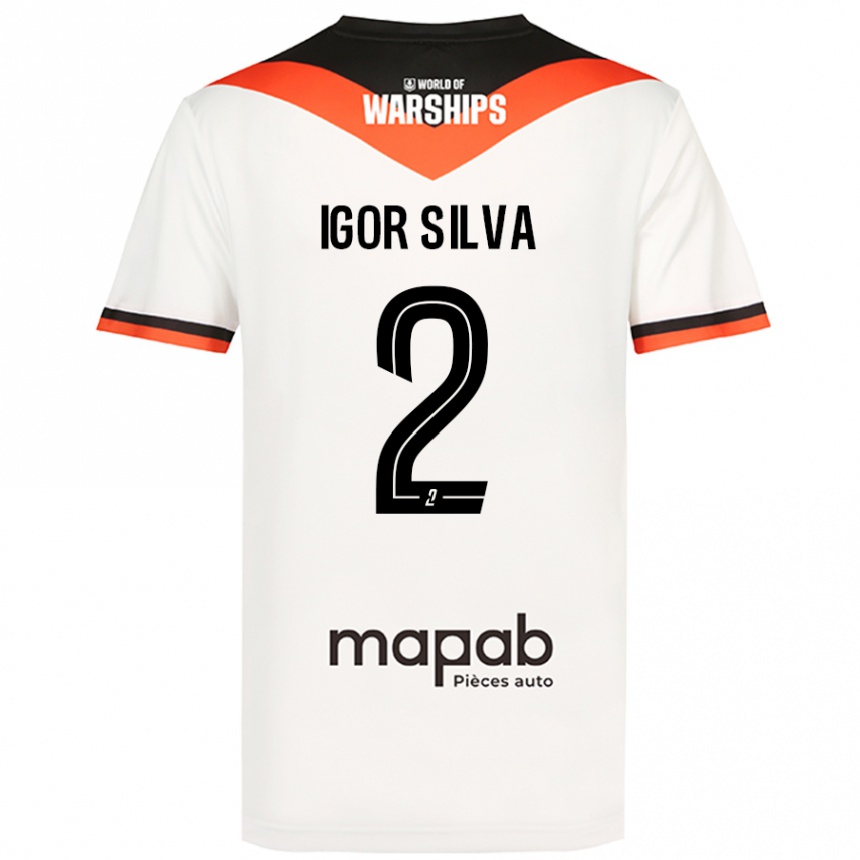 Gyermek Labdarúgás Igor Silva #2 Fehér Idegenbeli Jersey 2024/25 Mez Póló Ing