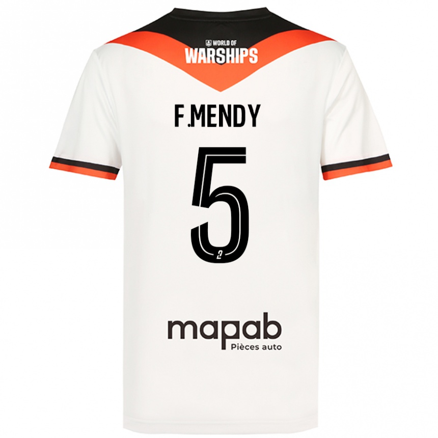 Gyermek Labdarúgás Formose Mendy #5 Fehér Idegenbeli Jersey 2024/25 Mez Póló Ing