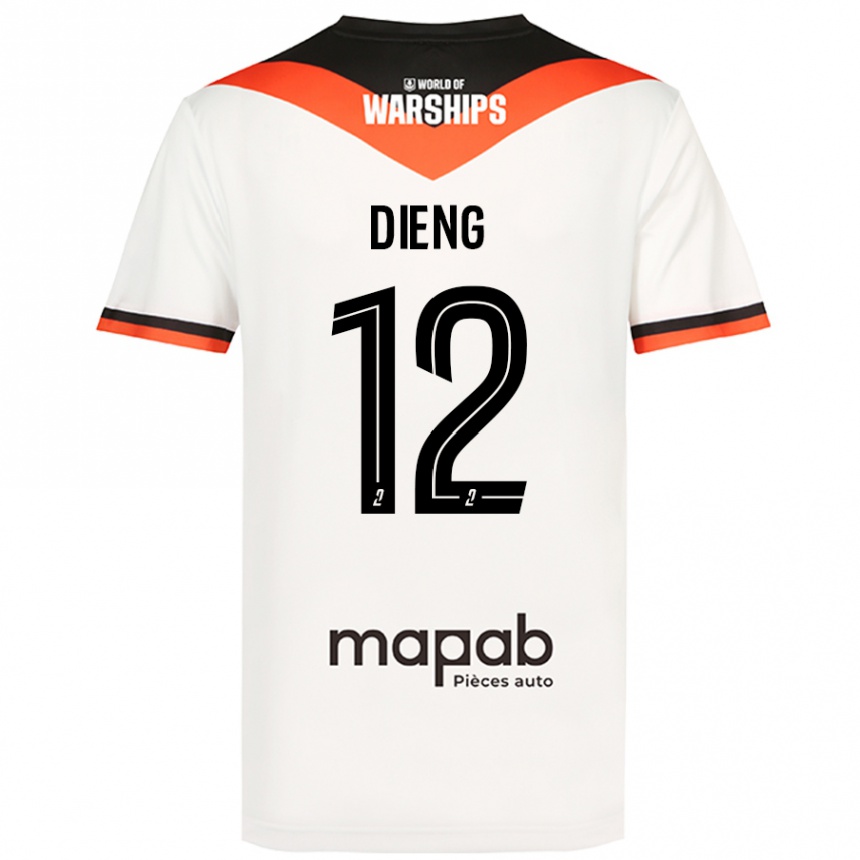 Gyermek Labdarúgás Bamba Dieng #12 Fehér Idegenbeli Jersey 2024/25 Mez Póló Ing