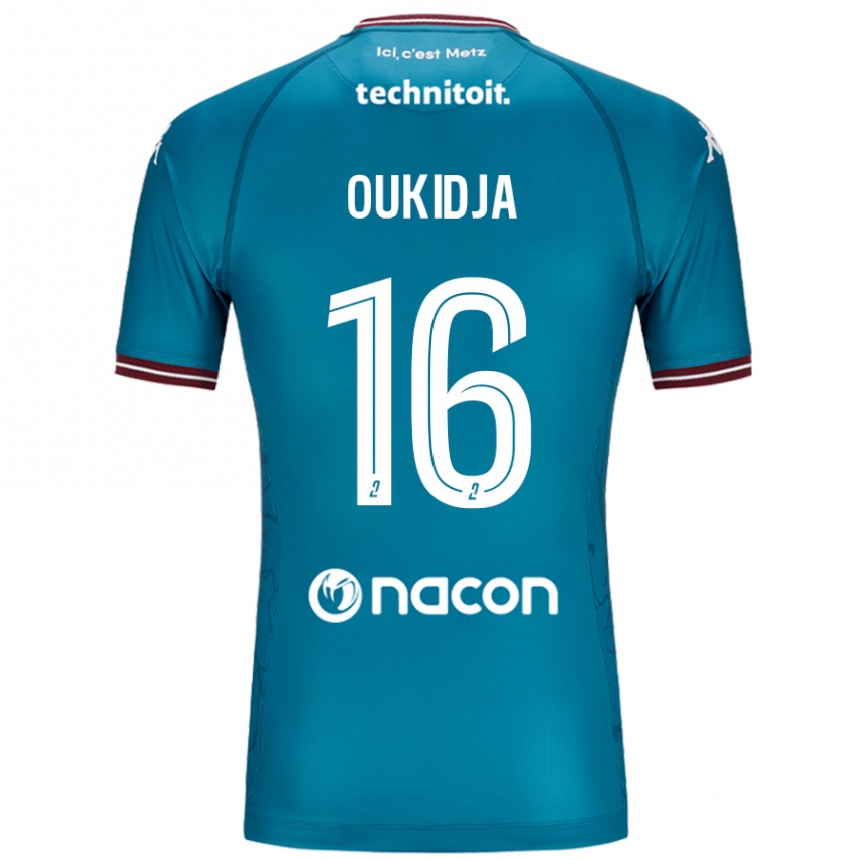 Gyermek Labdarúgás Alexandre Oukidja #16 Bleu Benzin Idegenbeli Jersey 2024/25 Mez Póló Ing