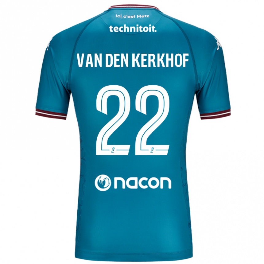 Gyermek Labdarúgás Kevin Van Den Kerkhof #22 Bleu Benzin Idegenbeli Jersey 2024/25 Mez Póló Ing