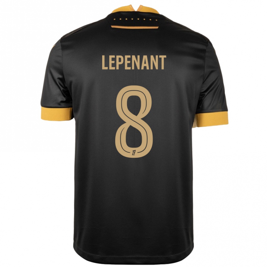 Gyermek Labdarúgás Johann Lepenant #8 Fekete Barna Idegenbeli Jersey 2024/25 Mez Póló Ing