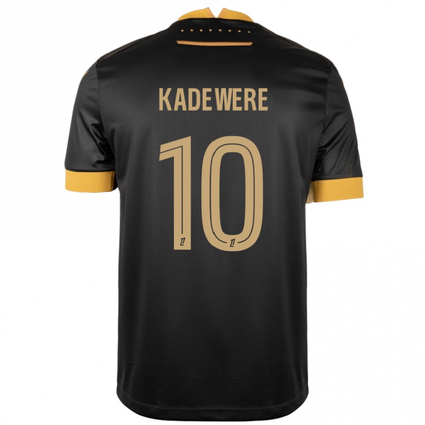 Gyermek Labdarúgás Tino Kadewere #10 Fekete Barna Idegenbeli Jersey 2024/25 Mez Póló Ing