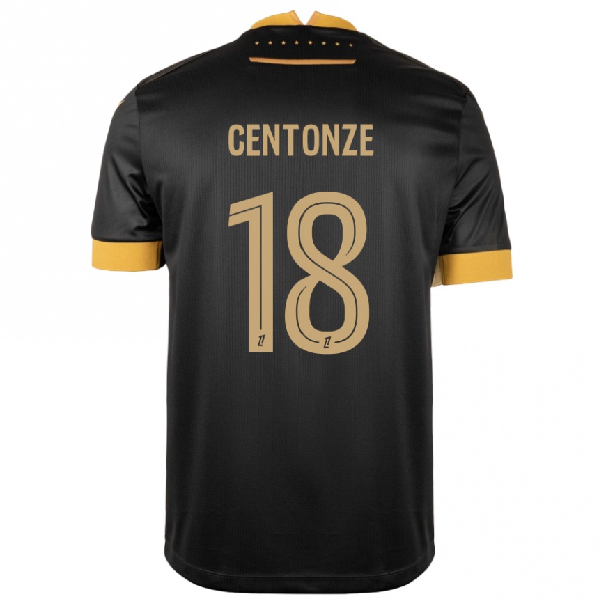 Gyermek Labdarúgás Fabien Centonze #18 Fekete Barna Idegenbeli Jersey 2024/25 Mez Póló Ing