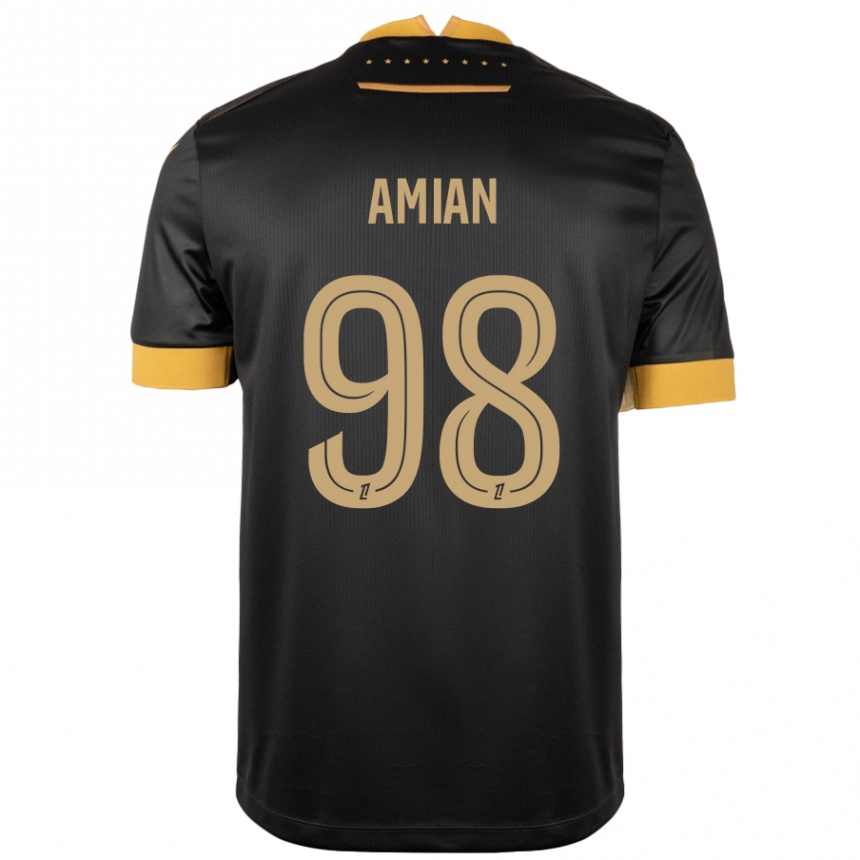 Gyermek Labdarúgás Kelvin Amian #98 Fekete Barna Idegenbeli Jersey 2024/25 Mez Póló Ing