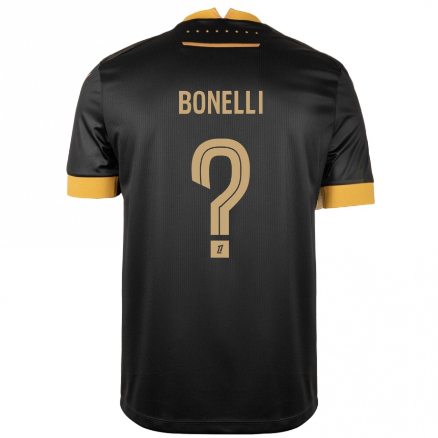 Gyermek Labdarúgás Lucas Bonelli #0 Fekete Barna Idegenbeli Jersey 2024/25 Mez Póló Ing