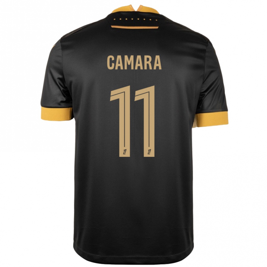 Gyermek Labdarúgás Aboubacar Camara #11 Fekete Barna Idegenbeli Jersey 2024/25 Mez Póló Ing