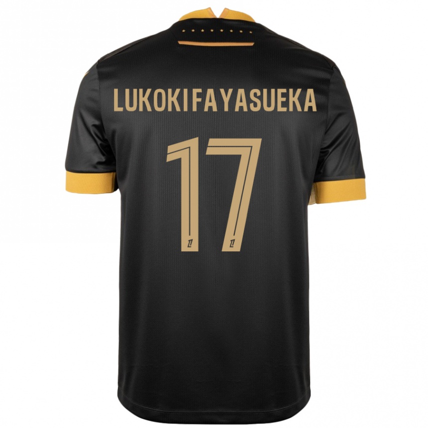 Gyermek Labdarúgás Kévin Lukoki Fayasueka #17 Fekete Barna Idegenbeli Jersey 2024/25 Mez Póló Ing