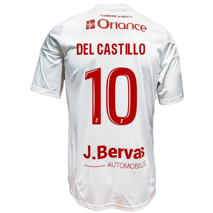 Gyermek Labdarúgás Romain Del Castillo #10 Fehér Piros Idegenbeli Jersey 2024/25 Mez Póló Ing