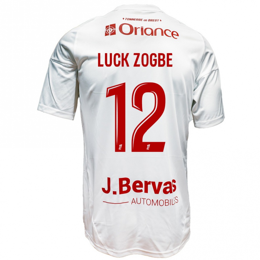 Gyermek Labdarúgás Luck Zogbé #12 Fehér Piros Idegenbeli Jersey 2024/25 Mez Póló Ing