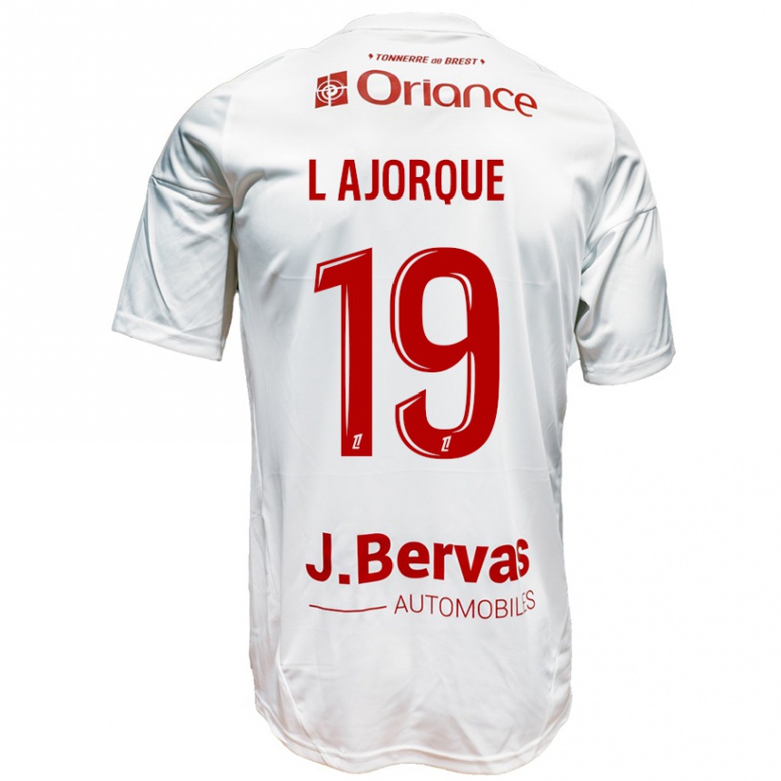 Gyermek Labdarúgás Ludovic Ajorque #19 Fehér Piros Idegenbeli Jersey 2024/25 Mez Póló Ing