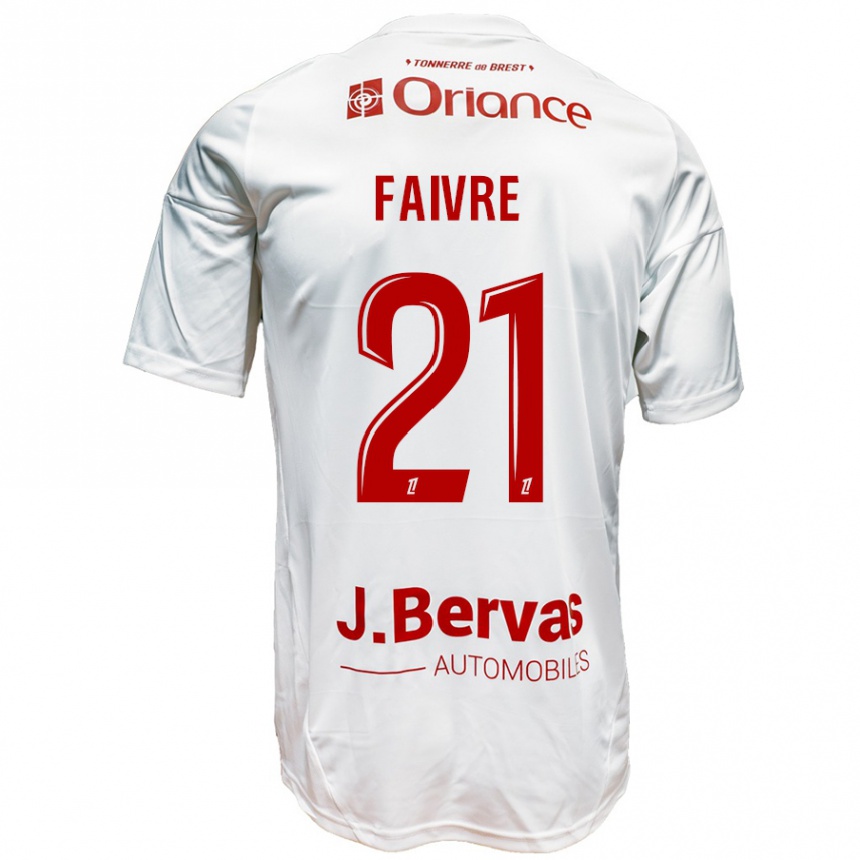 Gyermek Labdarúgás Romain Faivre #21 Fehér Piros Idegenbeli Jersey 2024/25 Mez Póló Ing