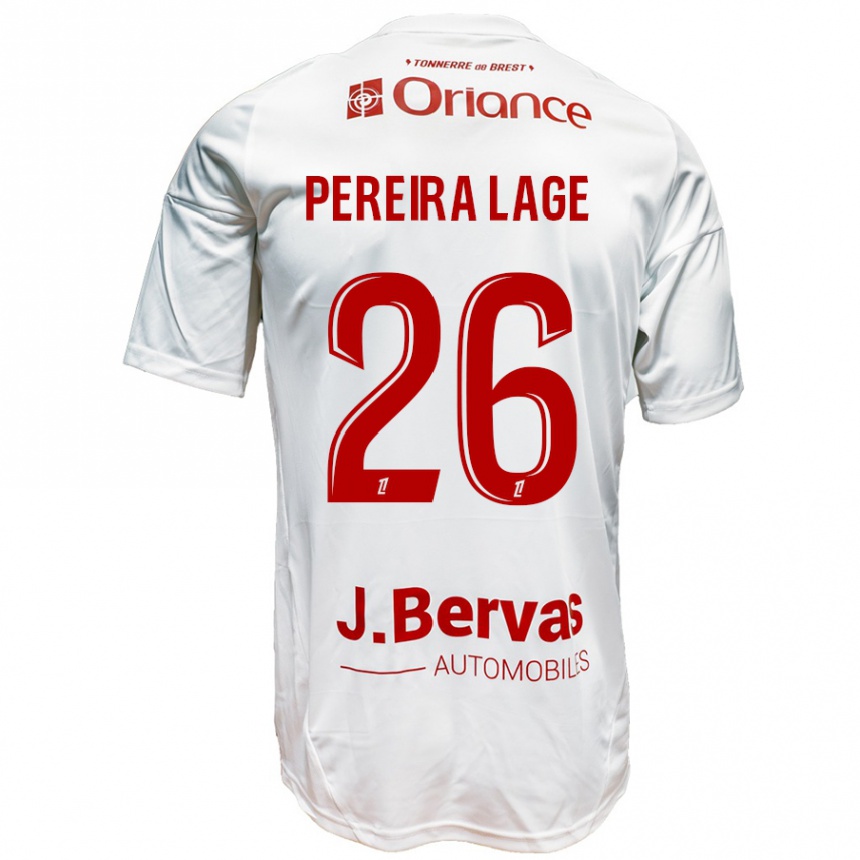 Gyermek Labdarúgás Mathias Pereira Lage #26 Fehér Piros Idegenbeli Jersey 2024/25 Mez Póló Ing