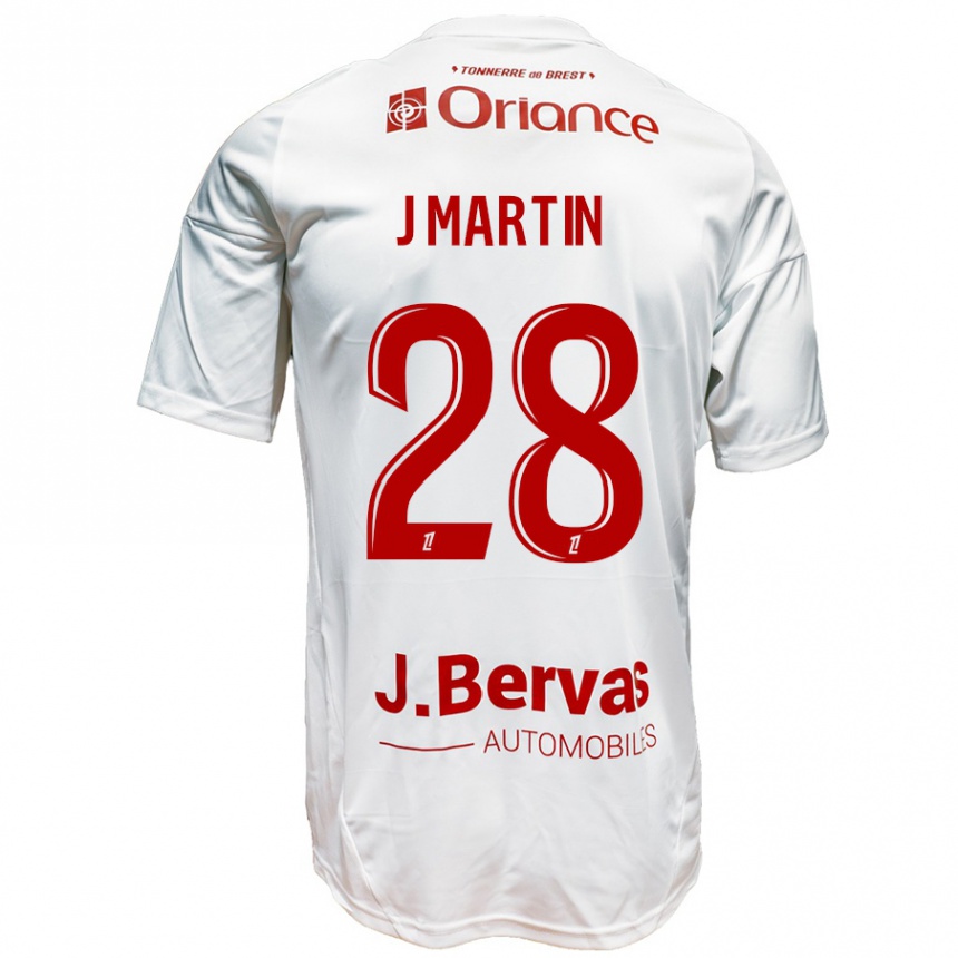 Gyermek Labdarúgás Jonas Martin #28 Fehér Piros Idegenbeli Jersey 2024/25 Mez Póló Ing