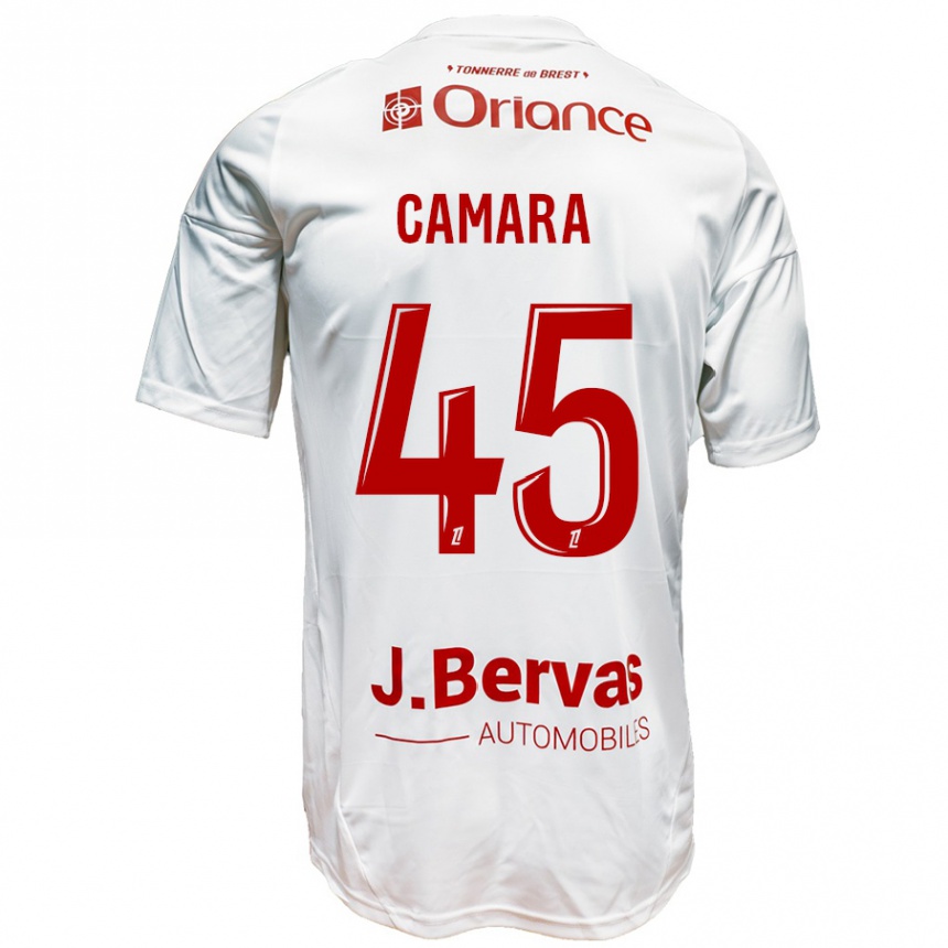 Gyermek Labdarúgás Mahdi Camara #45 Fehér Piros Idegenbeli Jersey 2024/25 Mez Póló Ing