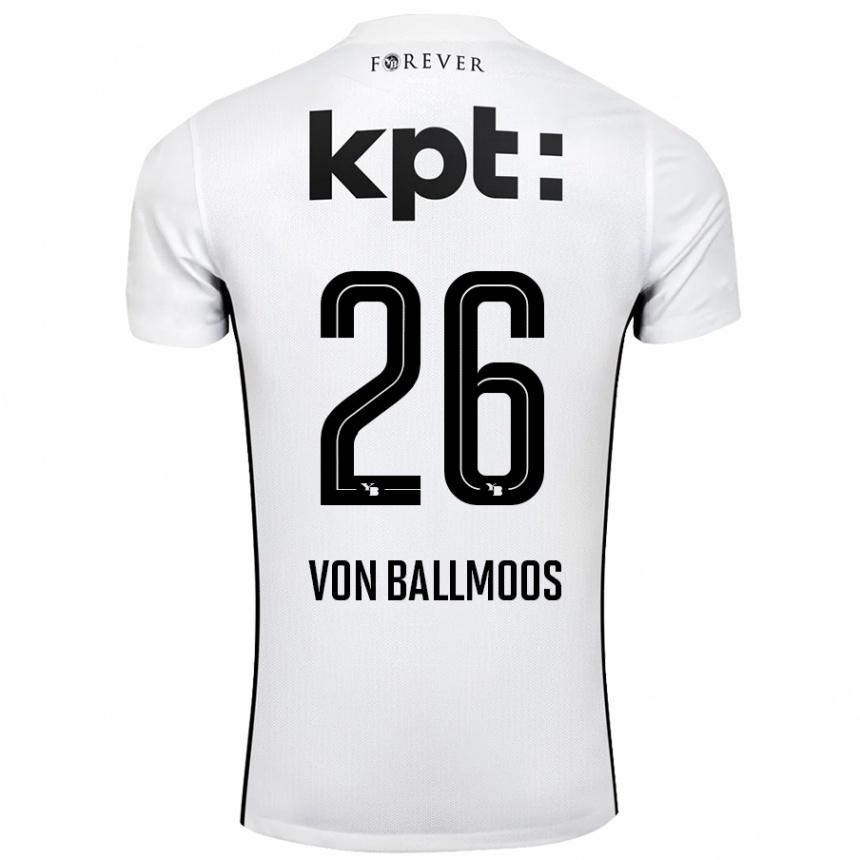 Gyermek Labdarúgás David Von Ballmoos #26 Fehér Fekete Idegenbeli Jersey 2024/25 Mez Póló Ing