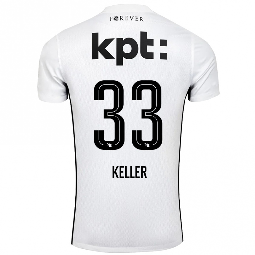 Gyermek Labdarúgás Marvin Keller #33 Fehér Fekete Idegenbeli Jersey 2024/25 Mez Póló Ing