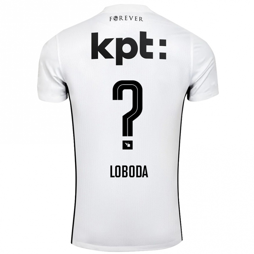 Gyermek Labdarúgás Vincent Loboda #0 Fehér Fekete Idegenbeli Jersey 2024/25 Mez Póló Ing