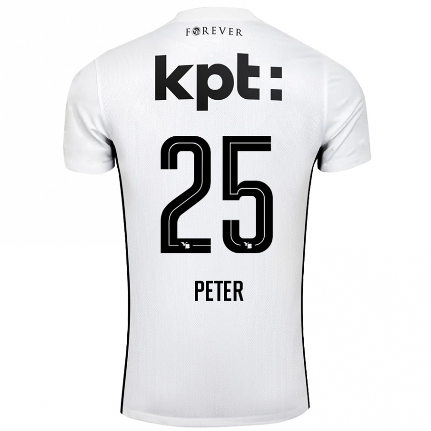 Gyermek Labdarúgás Luc Peter #25 Fehér Fekete Idegenbeli Jersey 2024/25 Mez Póló Ing