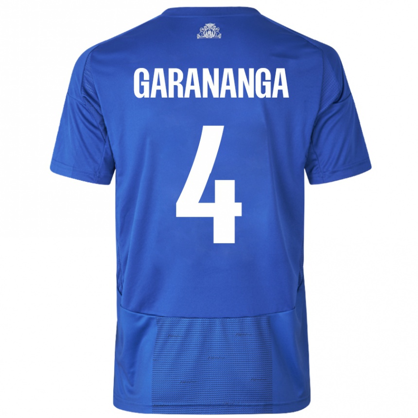 Gyermek Labdarúgás Munashe Garananga #4 Fehér Kék Idegenbeli Jersey 2024/25 Mez Póló Ing