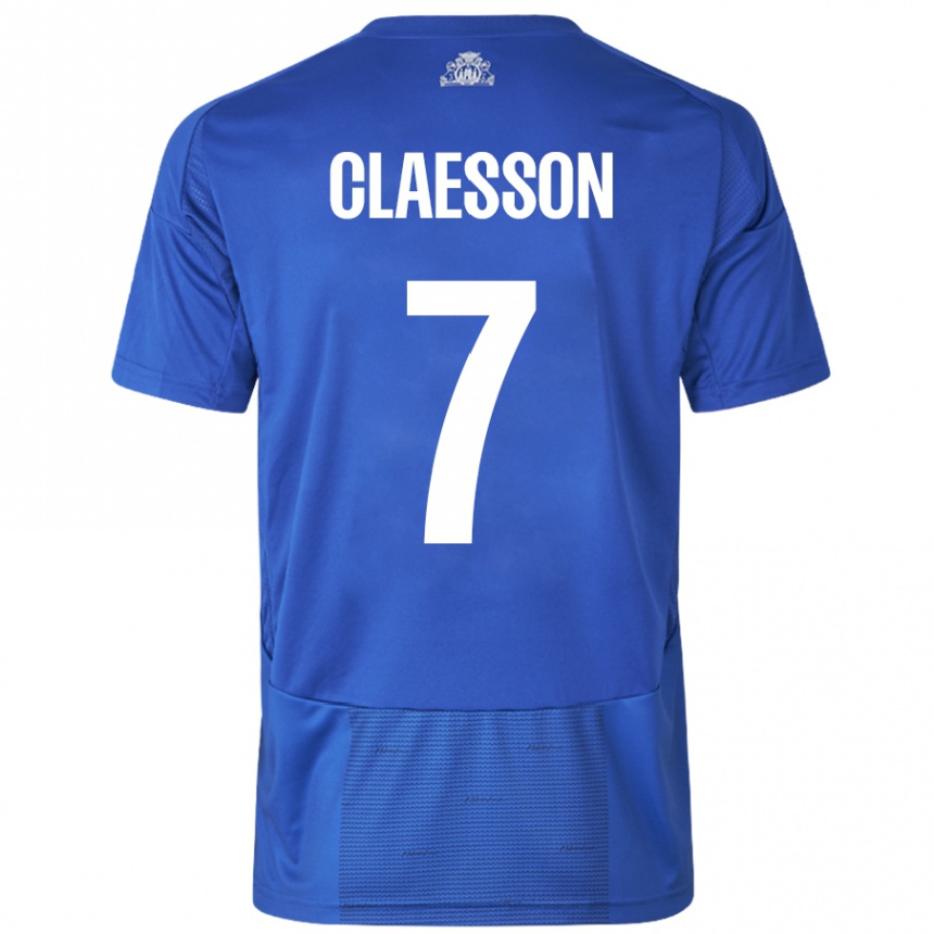 Gyermek Labdarúgás Viktor Claesson #7 Fehér Kék Idegenbeli Jersey 2024/25 Mez Póló Ing