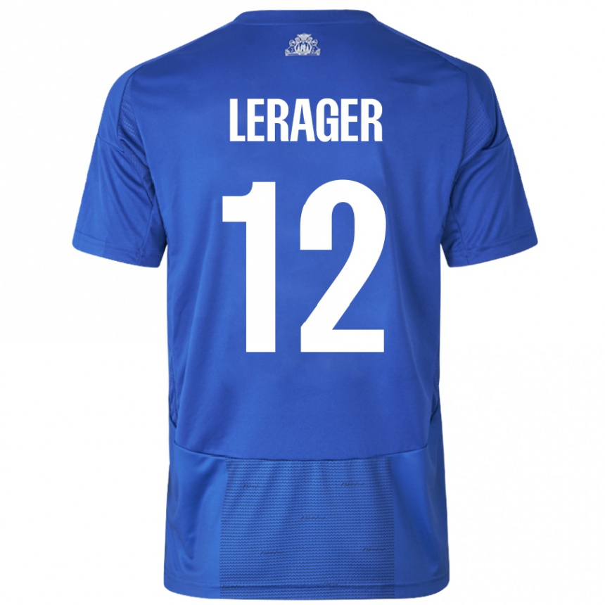 Gyermek Labdarúgás Lukas Lerager #12 Fehér Kék Idegenbeli Jersey 2024/25 Mez Póló Ing