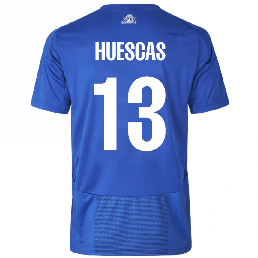 Gyermek Labdarúgás Rodrigo Huescas #13 Fehér Kék Idegenbeli Jersey 2024/25 Mez Póló Ing