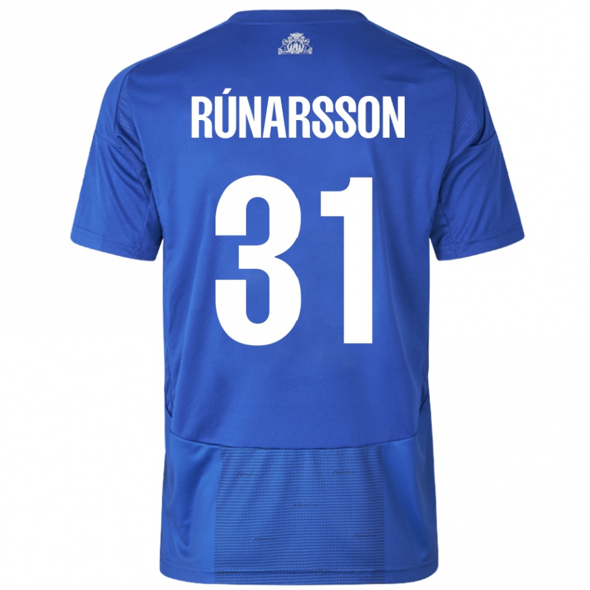 Gyermek Labdarúgás Runar Alex Runarsson #31 Fehér Kék Idegenbeli Jersey 2024/25 Mez Póló Ing