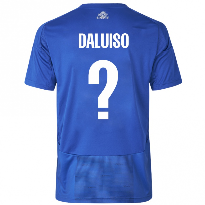 Gyermek Labdarúgás Christoffer Daluiso #0 Fehér Kék Idegenbeli Jersey 2024/25 Mez Póló Ing