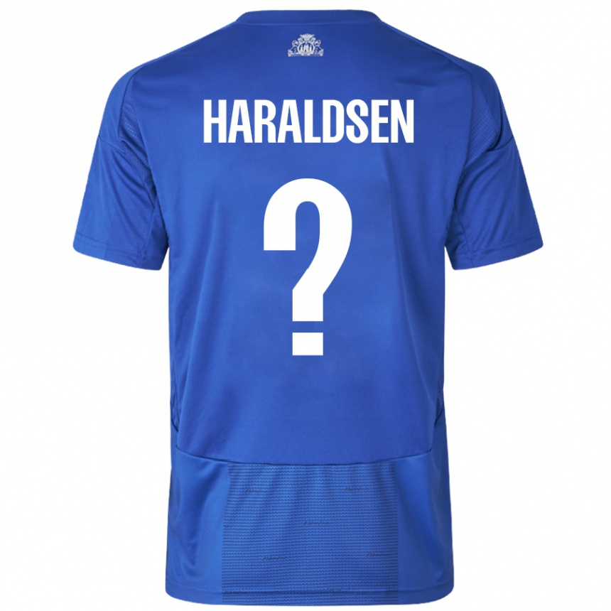 Gyermek Labdarúgás Henrik Haraldsen #0 Fehér Kék Idegenbeli Jersey 2024/25 Mez Póló Ing