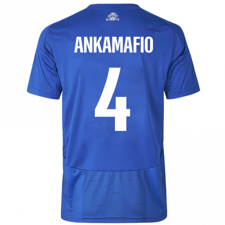 Gyermek Labdarúgás Graham Ankamafio #4 Fehér Kék Idegenbeli Jersey 2024/25 Mez Póló Ing