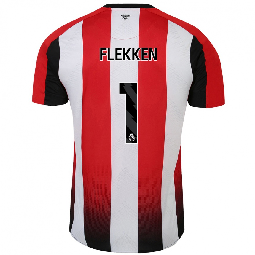 Férfi Labdarúgás Mark Flekken #1 Piros Fehér Hazai Jersey 2024/25 Mez Póló Ing