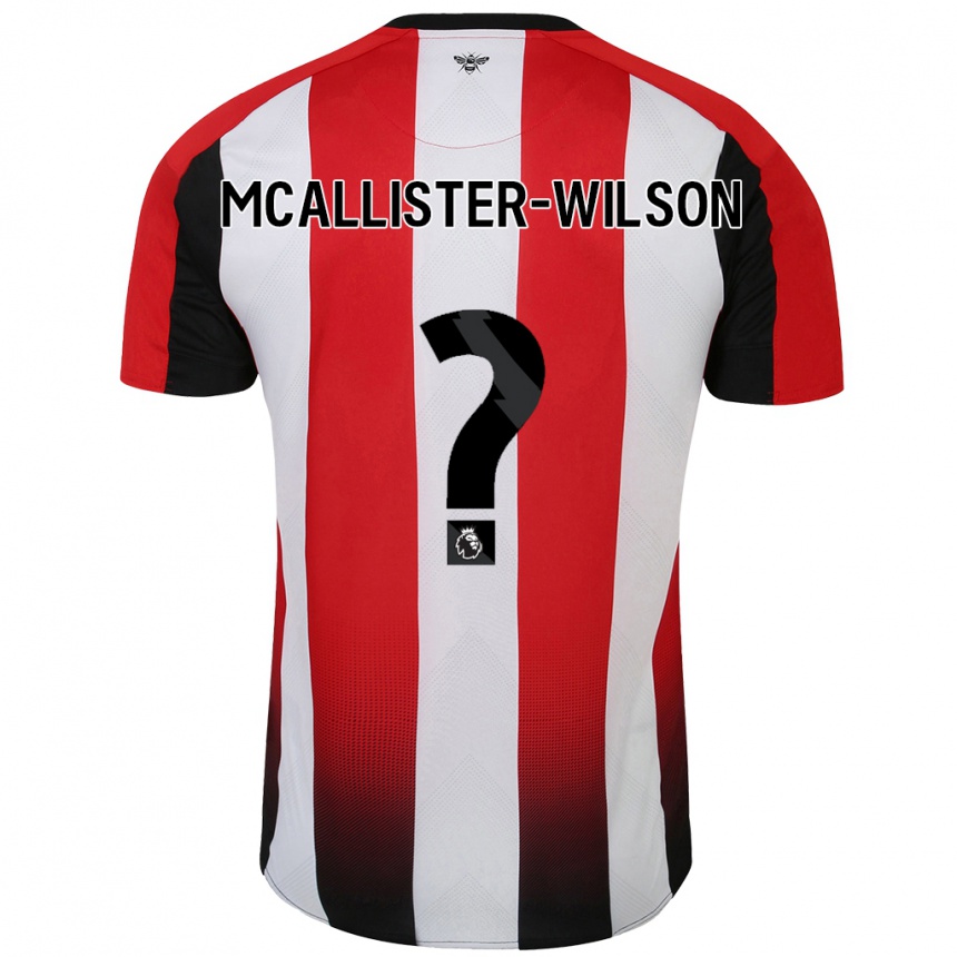 Férfi Labdarúgás Zack Mcallister-Wilson #0 Piros Fehér Hazai Jersey 2024/25 Mez Póló Ing