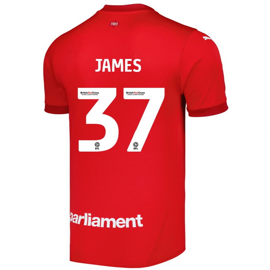 Férfi Labdarúgás Nathan James #37 Piros Hazai Jersey 2024/25 Mez Póló Ing