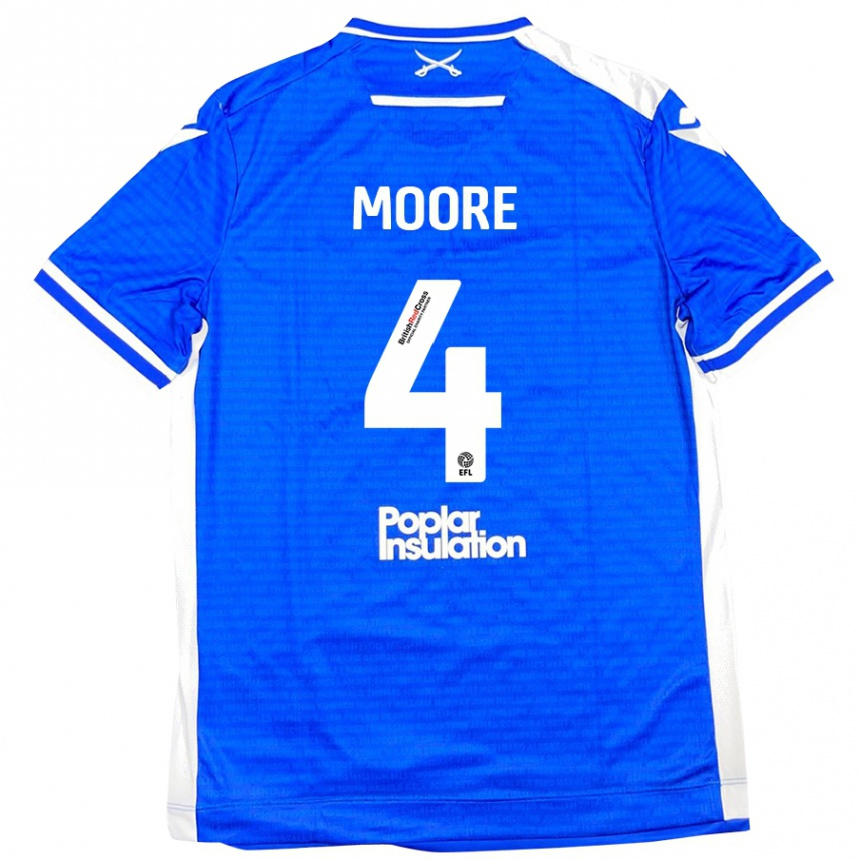 Férfi Labdarúgás Taylor Moore #4 Kék Fehér Hazai Jersey 2024/25 Mez Póló Ing