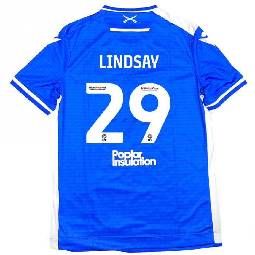 Férfi Labdarúgás Jamie Lindsay #29 Kék Fehér Hazai Jersey 2024/25 Mez Póló Ing