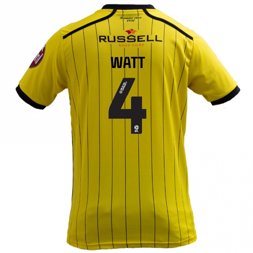 Férfi Labdarúgás Elliot Watt #4 Sárga Hazai Jersey 2024/25 Mez Póló Ing