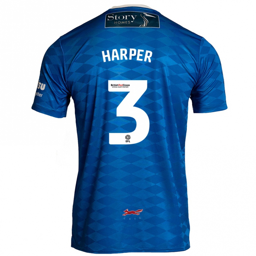 Férfi Labdarúgás Cameron Harper #3 Kék Hazai Jersey 2024/25 Mez Póló Ing