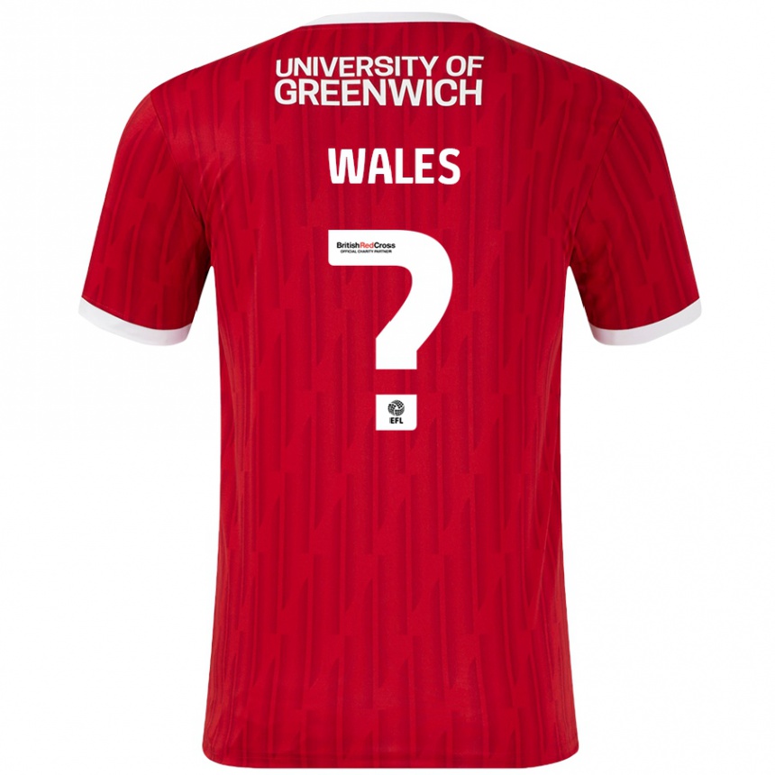 Férfi Labdarúgás Manu Wales #0 Piros Fehér Hazai Jersey 2024/25 Mez Póló Ing