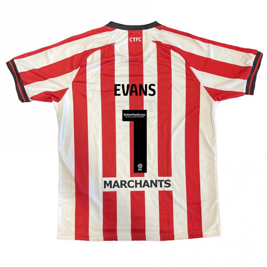 Férfi Labdarúgás Owen Evans #1 Piros Fehér Hazai Jersey 2024/25 Mez Póló Ing