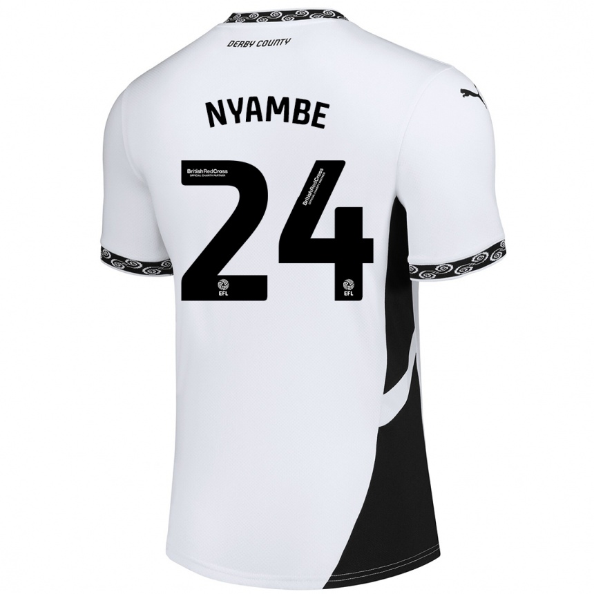 Férfi Labdarúgás Ryan Nyambe #24 Fehér Fekete Hazai Jersey 2024/25 Mez Póló Ing