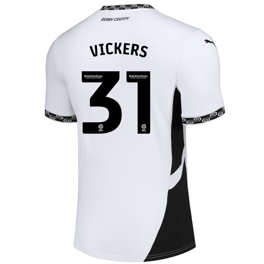 Férfi Labdarúgás Josh Vickers #31 Fehér Fekete Hazai Jersey 2024/25 Mez Póló Ing