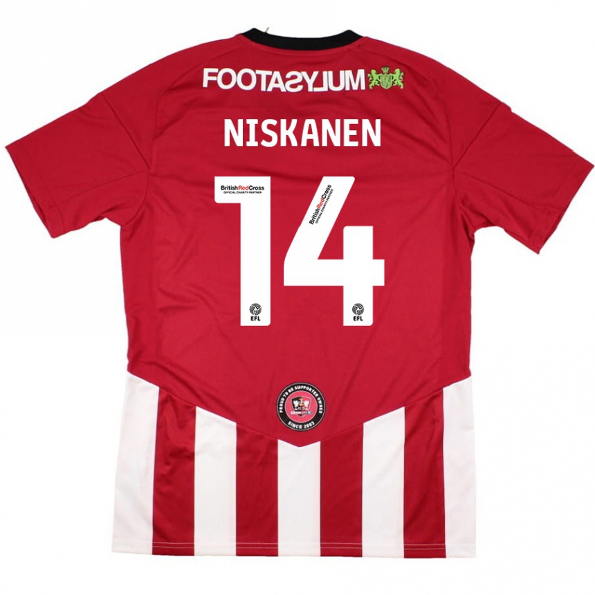 Férfi Labdarúgás Ilmari Niskanen #14 Piros Fehér Hazai Jersey 2024/25 Mez Póló Ing